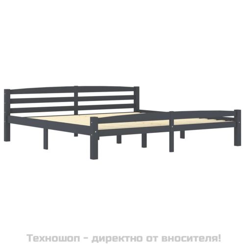 Рамка за легло, тъмносива, борово дърво масив, 200x200 см