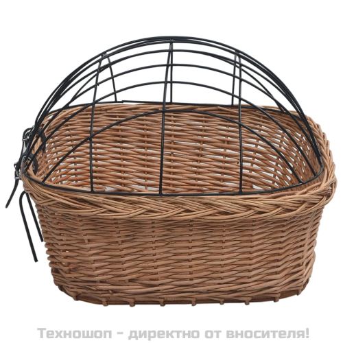 Предна кошница за велосипед с капак 50x45x35 см натурална върба