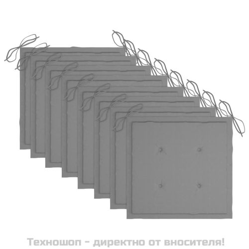 Стифиращи градински столове с възглавници 8 бр тик масив