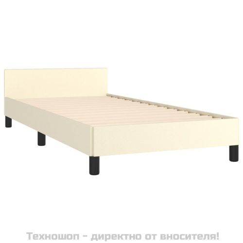 Рамка за легло с табла без матрак, кремава, 80x200 см