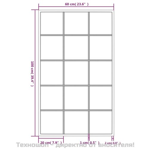 Огледало за стена, черно, 100x60 см, метал