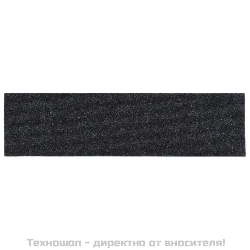 Изтривалки за стълби, самозалепващи се, 15 бр., 76x20 см, черни, правоъгълни