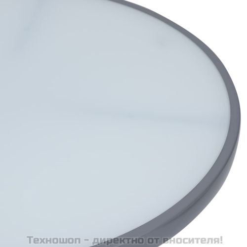 Градинска маса, светлосива, 80 см, стомана и стъкло