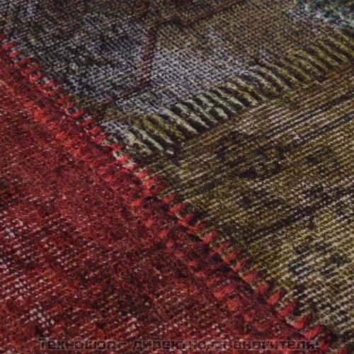 Килим, миещ се, пачуърк, φ120 см, пъстър, противоплъзгащ