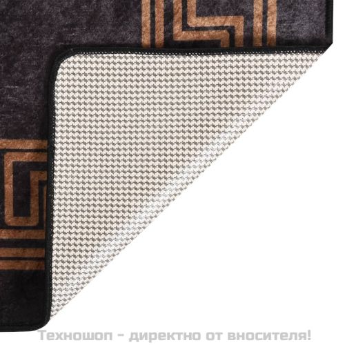 Килим, миещ се, черно и златно, 80x150 см, противоплъзгащ
