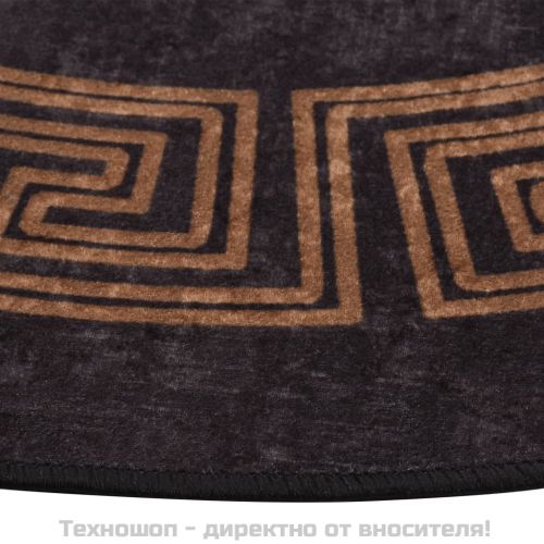 Килим, миещ се, φ120 см, черно и златно, противоплъзгащ