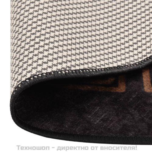 Килим, миещ се, φ120 см, черно и златно