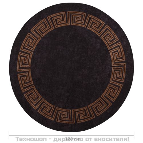 Килим, миещ се, φ120 см, черно и златно