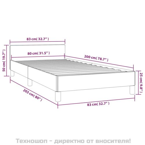 Рамка за легло с табла без матрак, черна, 80x200 см