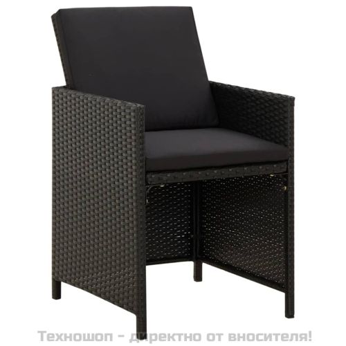 Градински трапезен комплект възглавници 5 части полиратан черен