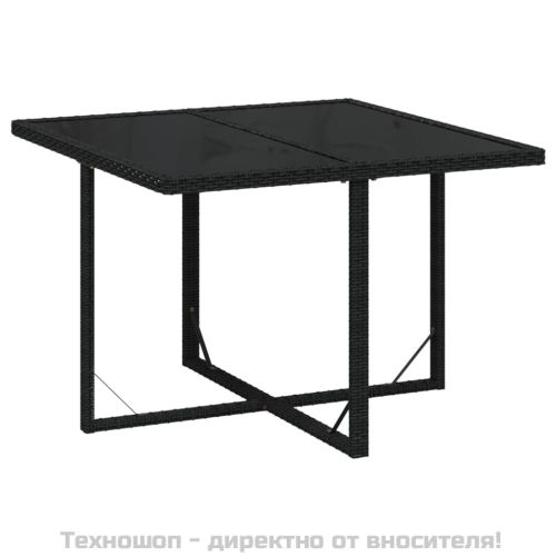 Градински трапезен комплект възглавници 5 части полиратан черен