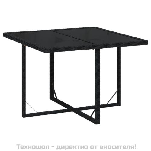 Градински трапезен комплект възглавници 5 части полиратан черен
