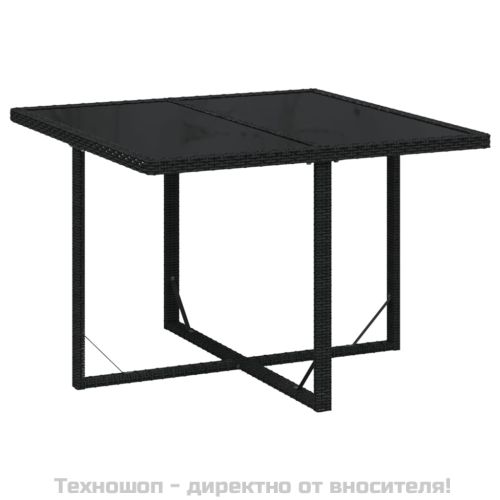 Градински трапезен комплект възглавници 9 части полиратан черен