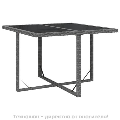 Градински трапезен комплект 9 части с възглавници сив полиратан