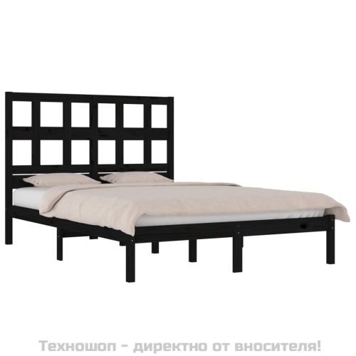 Рамка за легло, черна, бор масив, 140х190 см