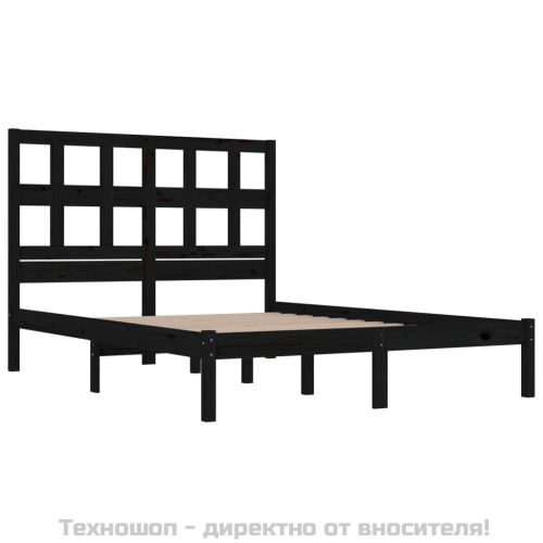 Рамка за легло, черна, бор масив, 140х190 см