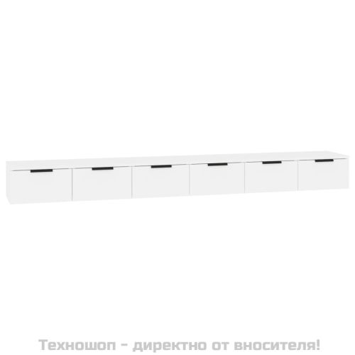 Стенни шкафове, 2 бр, бели, 102x30x20 см, инженерно дърво