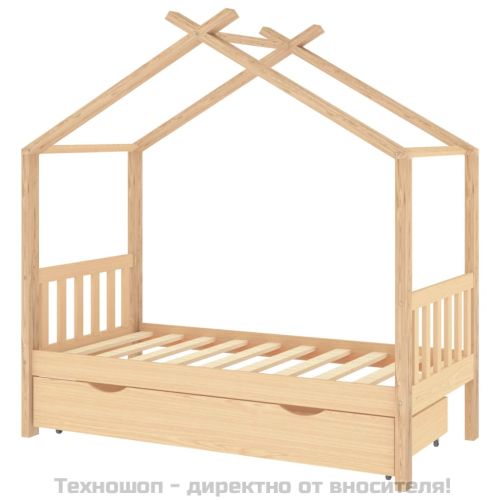 Рамка за детско легло с чекмедже, борово дърво масив, 80x160 см