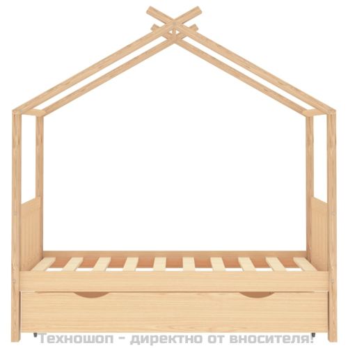 Рамка за детско легло с чекмедже, борово дърво масив, 80x160 см