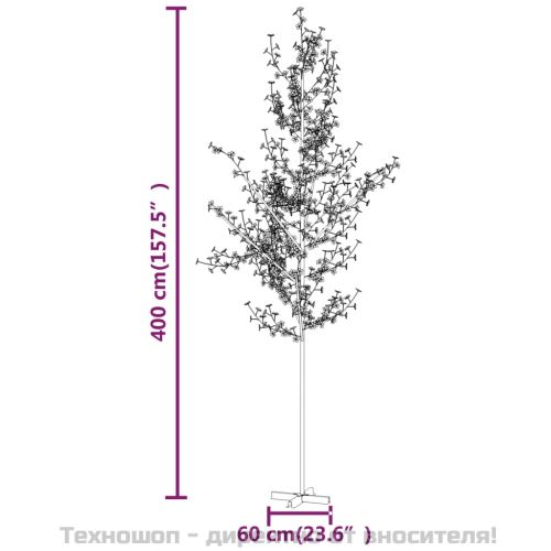 Черешов цвят LED дърво топло бяло 672 LED 400 см