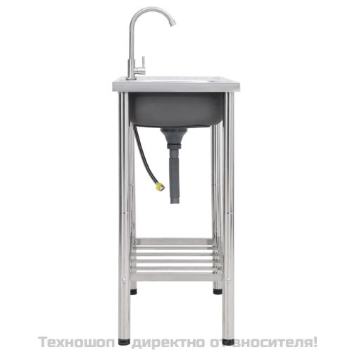 Къмпинг мивка, единична, с кран, неръждаема стомана