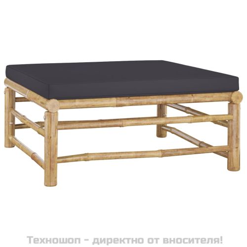Градински лаундж комплект тъмносиви възглавници 10 части бамбук
