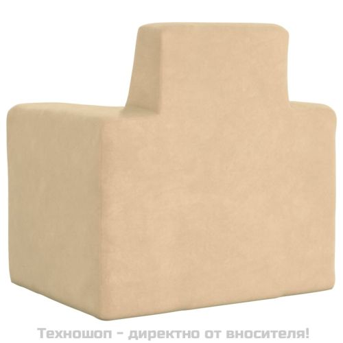 Детски диван, кремав, мек плюш