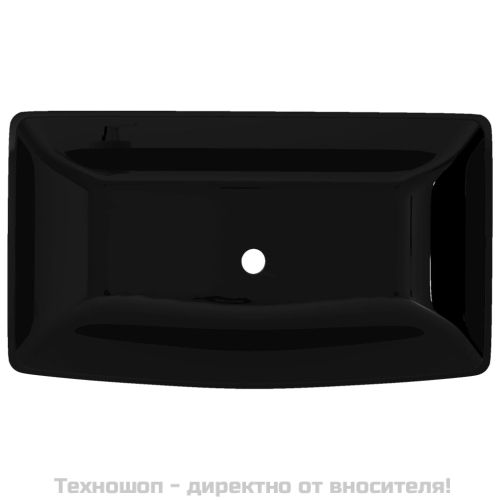 Керамична правоъгълна мивка за баня, черна