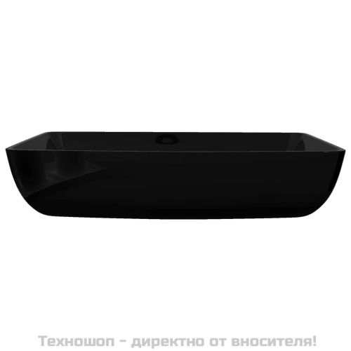 Керамична правоъгълна мивка за баня, черна
