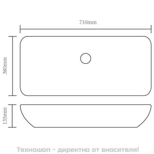 Керамична правоъгълна мивка за баня, черна