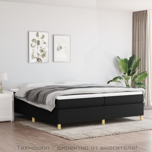 Рамка за легло с пружини, черна, 200x200 см, плат