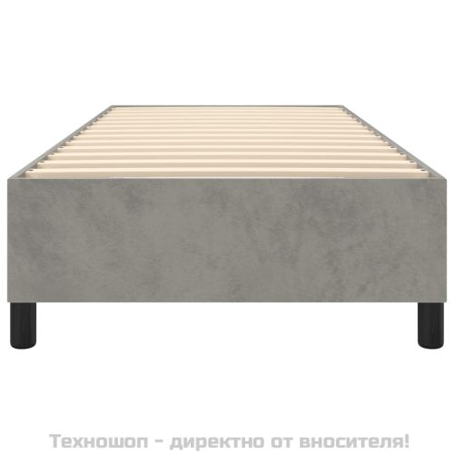 Рамка за легло с пружини, светлосива, 90x200 см, кадифе