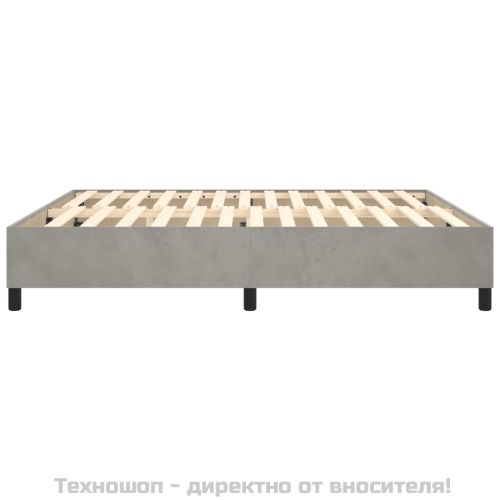 Рамка за легло с пружини, светлосива, 160x200 см, кадифе