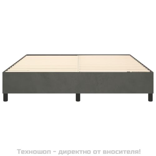 Рамка за легло с пружини, тъмносива, 160x200 см, кадифе