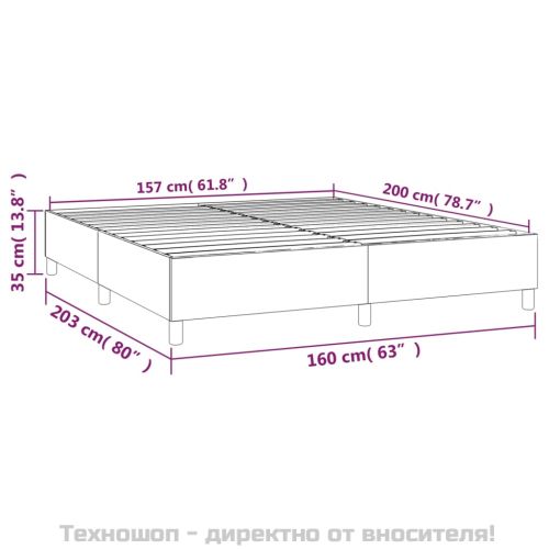Рамка за легло с пружини, тъмносива, 160x200 см, кадифе