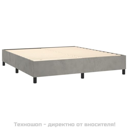 Рамка за легло с пружини, светлосива, 180x200 см, кадифе