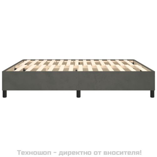 Рамка за легло с пружини, тъмносива, 180x200 см, кадифе