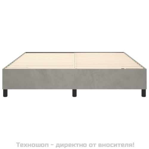 Рамка за легло с пружини, светлосива, 200x200 см, кадифе