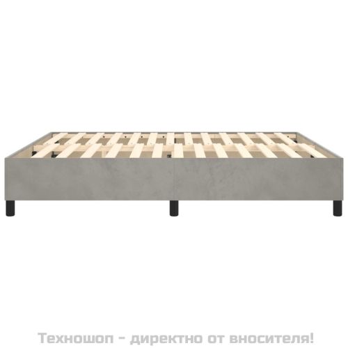 Рамка за легло с пружини, светлосива, 200x200 см, кадифе