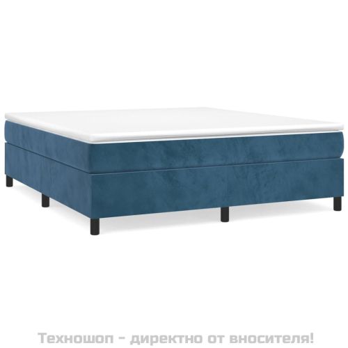 Рамка за легло с пружини, тъмносиня, 200x200 см, кадифе