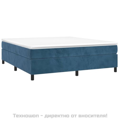 Рамка за легло с пружини, тъмносиня, 200x200 см, кадифе
