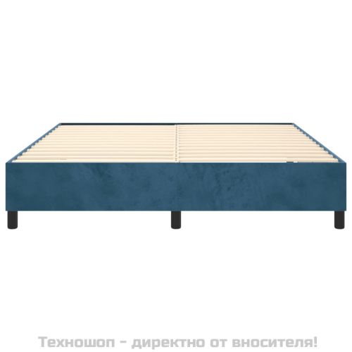 Рамка за легло с пружини, тъмносиня, 200x200 см, кадифе