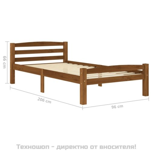 Рамка за легло, меденокафява, бор масив, 90x200 см