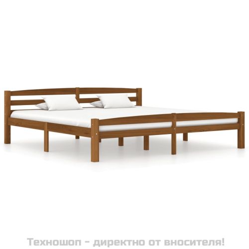 Рамка за легло, меденокафява, борово дърво масив, 200x200 см