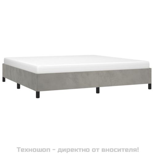 Рамка за легло без матрак, светлосива, 200x200 см, кадифе