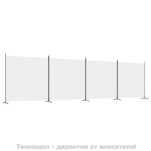 Параван за стая, бял, 4 панела, 698x180 см, плат