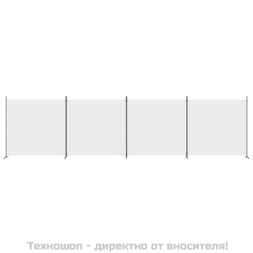 Параван за стая, бял, 4 панела, 698x180 см, плат