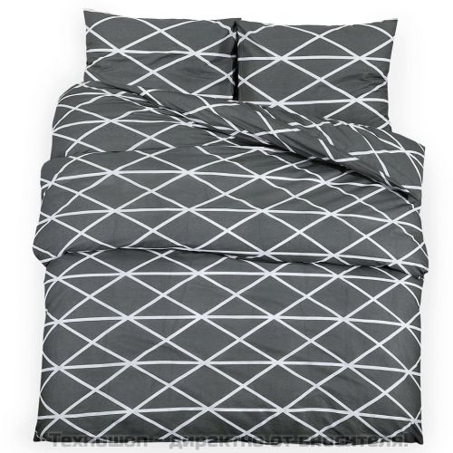 Комплект спално бельо, cиво, 135x200 см, памук