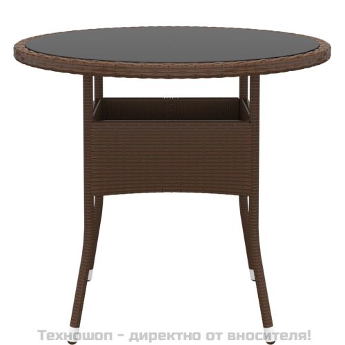 Градински комплект, 5 части, полиратан, кафяв