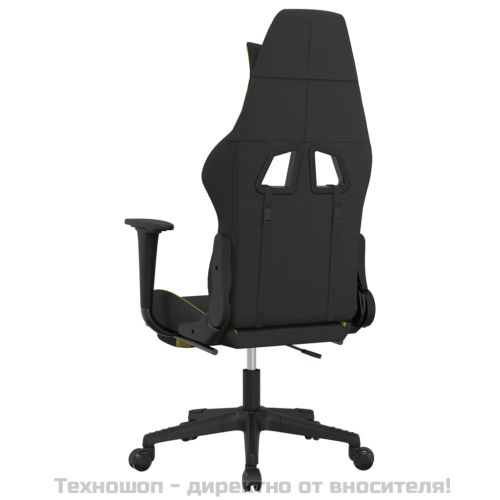 Гейминг стол с опора за крака, черно и светлозелено, плат